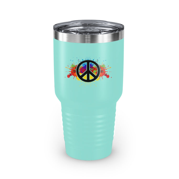 30oz Tumbler Stainless Steel  Colors Hilarious Paint Peace Hipsters Sign Illustration Gags Humorous Splattered