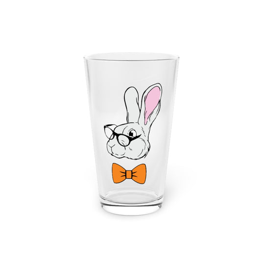 Beer Glass Pint 16oz  Funny Christian Egg Hunting Brainy Nerd Bunny