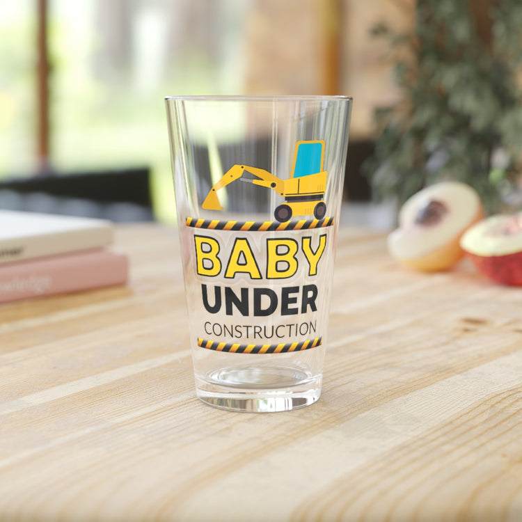 Beer Glass Pint 16oz  Humorous Birth Declaration Newborn Arriving Truck Lover Cute Infant