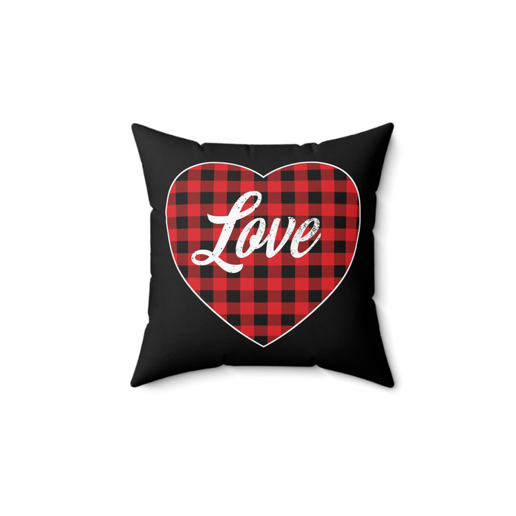 buffalo plaid heart 2 Spun Polyester Square Pillow