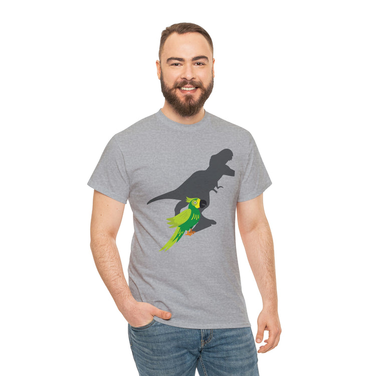 Shirt Funny Screaming Parrot Courageous Dinos Cockatiel Bird Dinosaur Animal Comical T-Shirt Unisex Heavy Cotton Tee