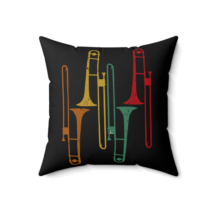 Retro Trombonist Jazz Music Horn Trumpets Spun Polyester Square Pillow