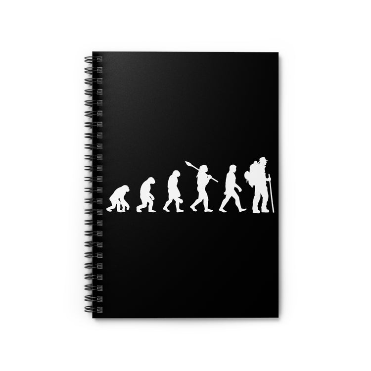 Humorous Evolving Hiker Illustration Gags Tee Shirt Gifts | Hilarious Hiking Mountaineer Men Women T Shirts Spiral Notebook - Ruled Line