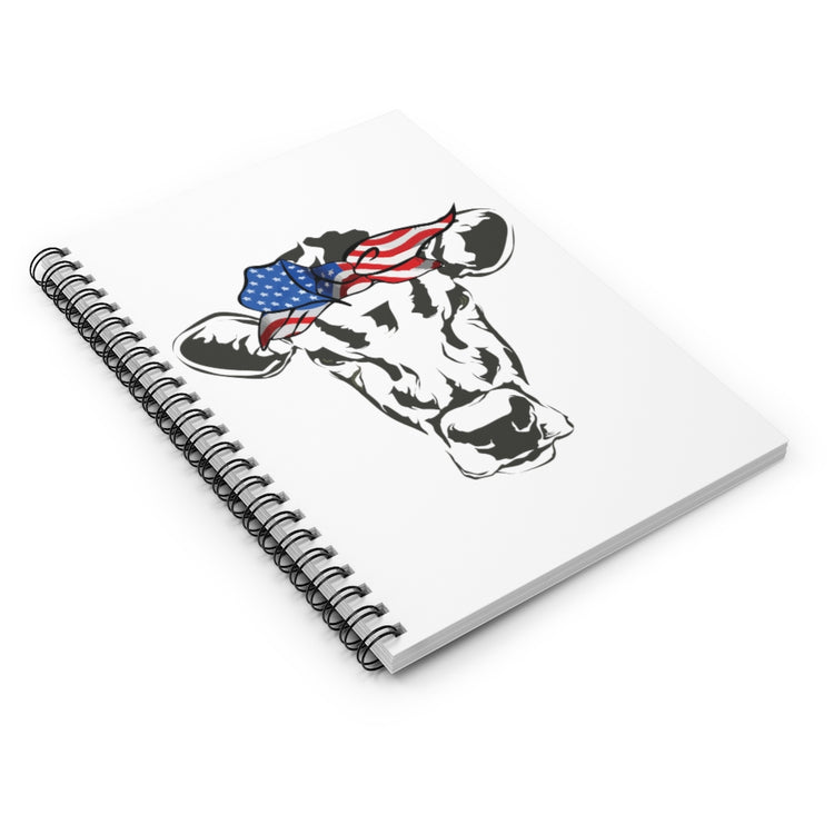 Spiral Notebook   Humorous Cow Bandana Sarcastic Illustration Pun Mockeries Hilarious USA Flag