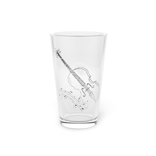 Beer Glass Pint 16oz  Humorous Orchestra Stringed Instrument Beating Enthusiast Novelty Lute Mandolin
