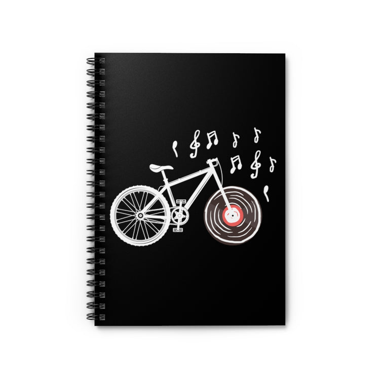 Spiral Notebook Hilarious Riding Bicyclist Old-Fashioned Sounds Novelty Biker Recorder Playing