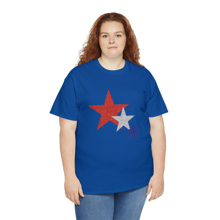 Shirt Funny Three Stars Fourth Of July Fireworks Holiday  Hilarious Patriotic Party T-Shirt Unisex Heavy Cotton Tee