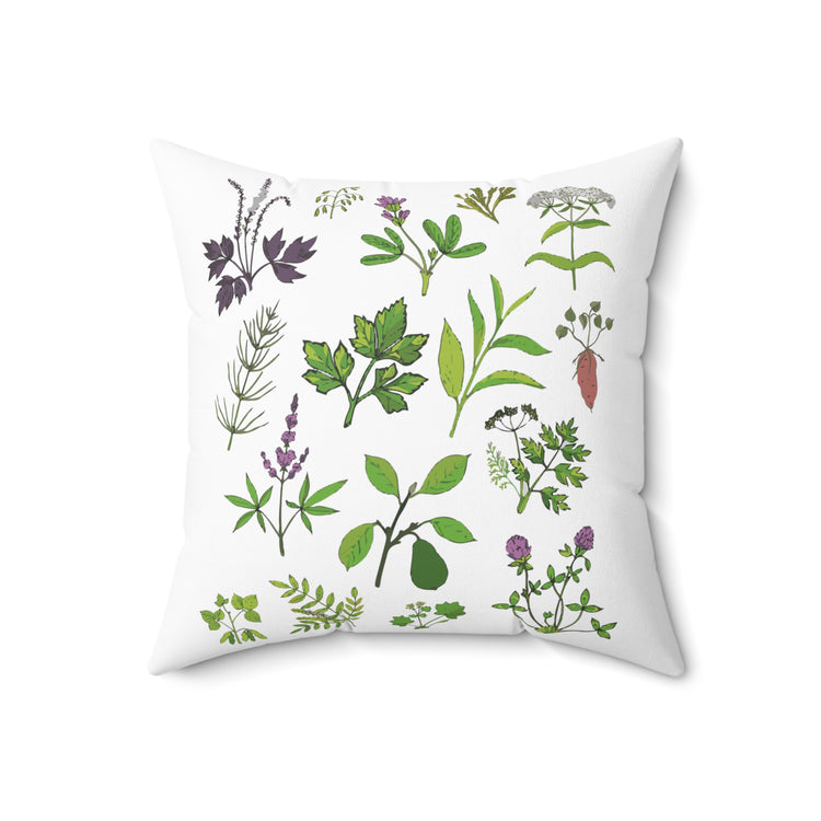 Botanical Print Plant Spun Polyester Square Pillow