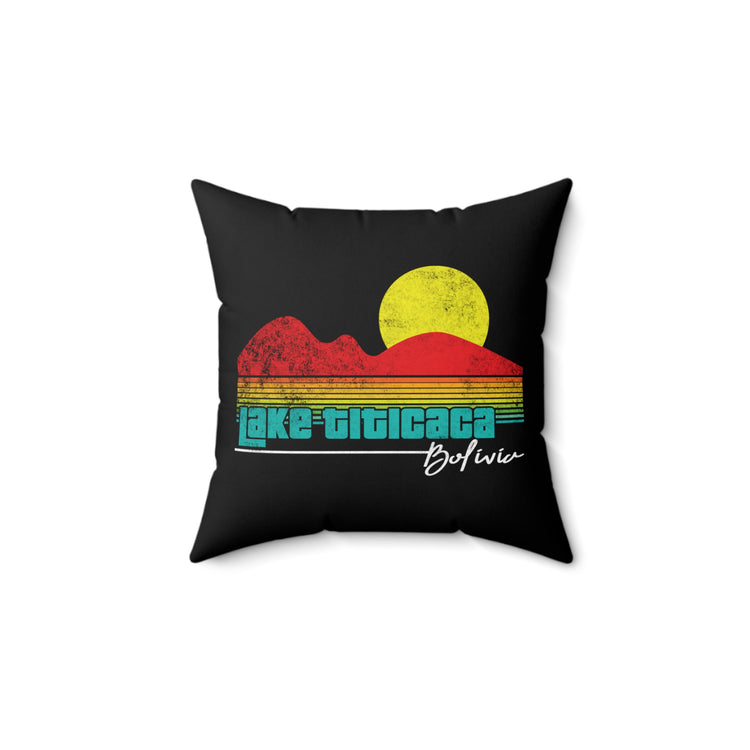 Retro Lake Titicaca Bolivia Ocean Graphic Vintage Island Hopping Chillin' Men Women T Shirt Spun Polyester Square Pillow