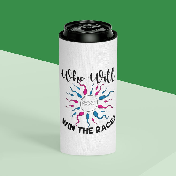 Beer Can Cooler Sleeve   Who Will Win The Race Funny Gender Announcement