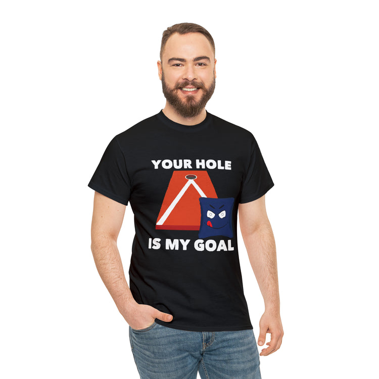 Shirt Funny Your Hole's My Goal Illustration Golfer Hilarious Golf Competition Sports T-Shirt Unisex Heavy Cotton Tee