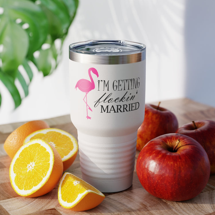 30oz Tumbler Stainless Steel Colors  Humorous Bridal Entourages Flamingoes Illustration Puns Hilarious Bridesmaids