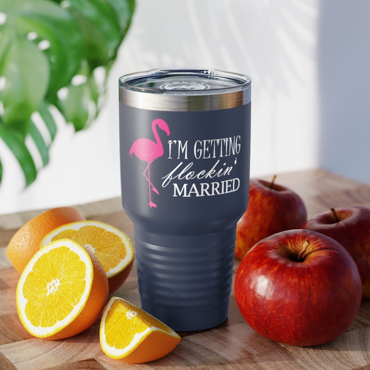 30oz Tumbler Stainless Steel Colors  Humorous Bridal Entourages Flamingoes Illustration Puns Hilarious Bridesmaids