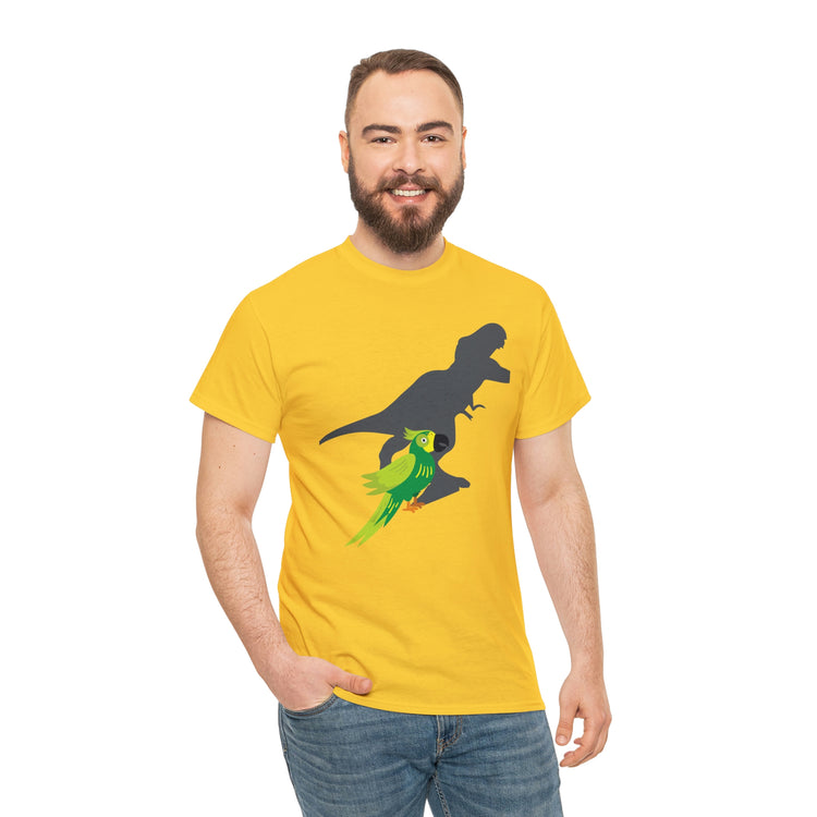 Shirt Funny Screaming Parrot Courageous Dinos Cockatiel Bird Dinosaur Animal Comical T-Shirt Unisex Heavy Cotton Tee