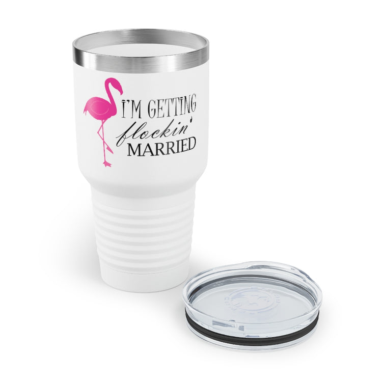 30oz Tumbler Stainless Steel Colors  Humorous Bridal Entourages Flamingoes Illustration Puns Hilarious Bridesmaids