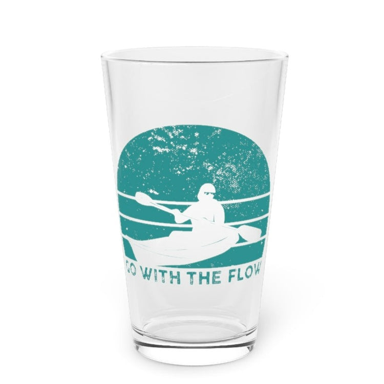 Beer Glass Pint 16oz  Vintage Kayaking Illustration Travel Sayings