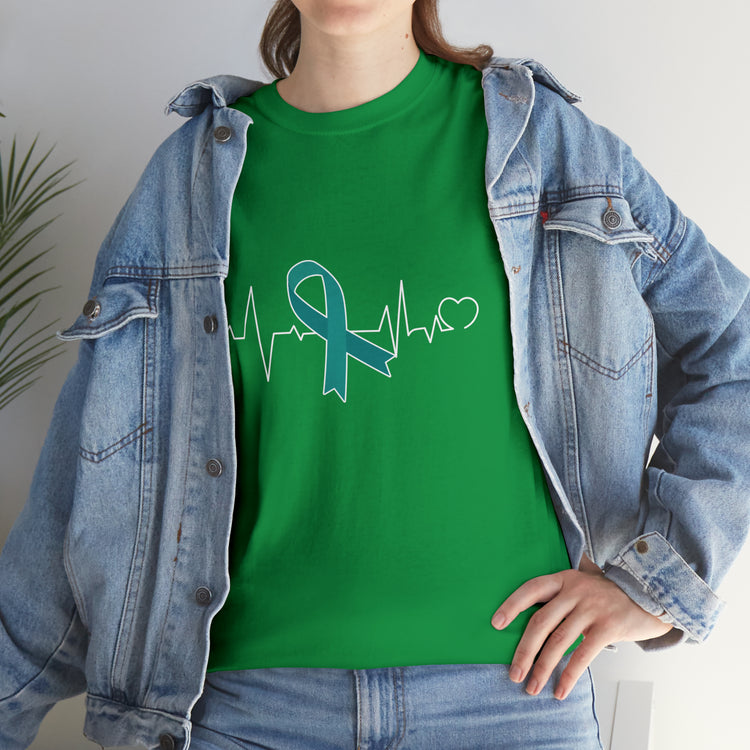 Shirt Funny Ovarian Cancer Awareness Supporters Survivor Support Novelty Medical Health T-Shirt Unisex Heavy Cotton Tee