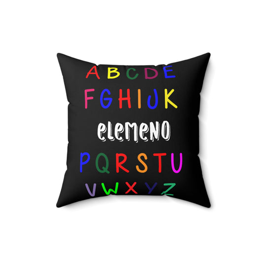 Funny Alphabet Kids Elemeno A to Z Teacher Spun Polyester Square Pillow