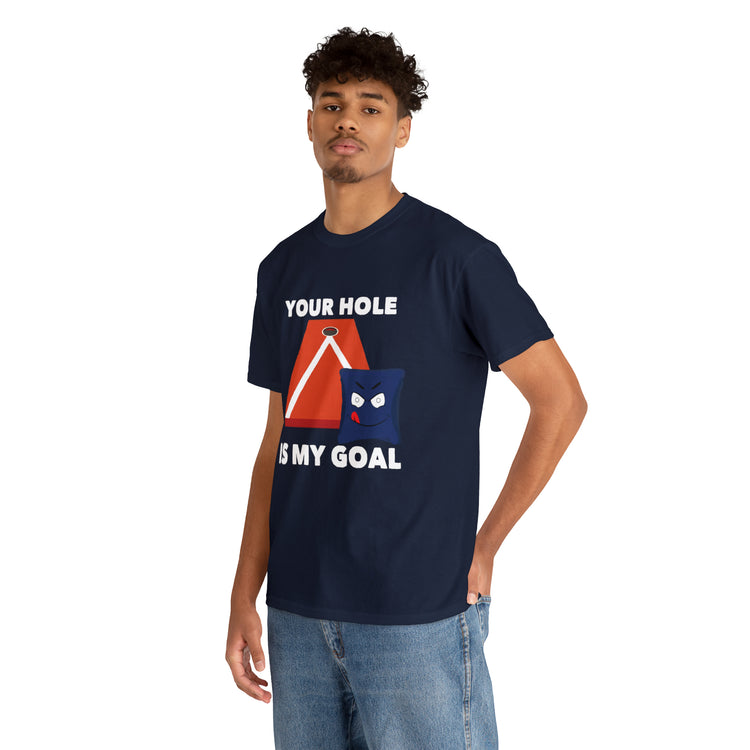 Shirt Funny Your Hole's My Goal Illustration Golfer Hilarious Golf Competition Sports T-Shirt Unisex Heavy Cotton Tee