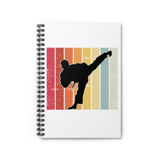 Spiral Notebook Hilarious Vintage Nostalgic Kick Boxing White Belter Lover Extreme Sports Enthusiast Kendo Aikidos