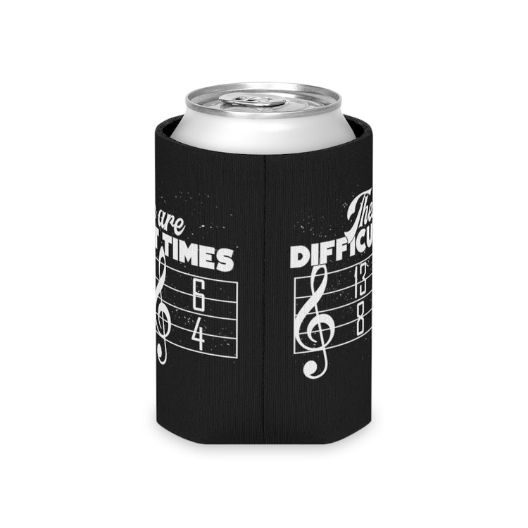 Beer Can Cooler Sleeve  Hilarious These Are Difficulty Times Melodies Jingle Notes Novelty Musicians