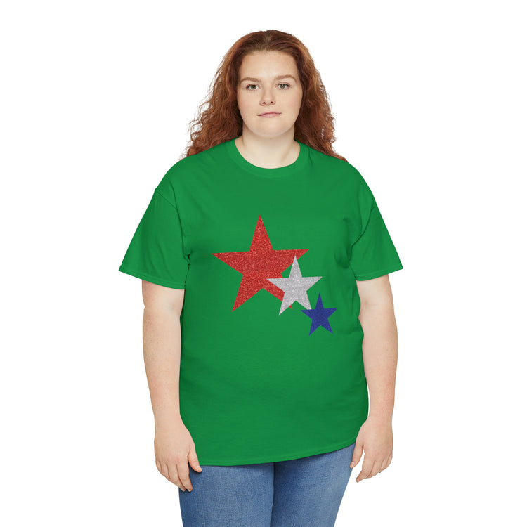 Shirt Funny Three Stars Fourth Of July Fireworks Holiday  Hilarious Patriotic Party T-Shirt Unisex Heavy Cotton Tee