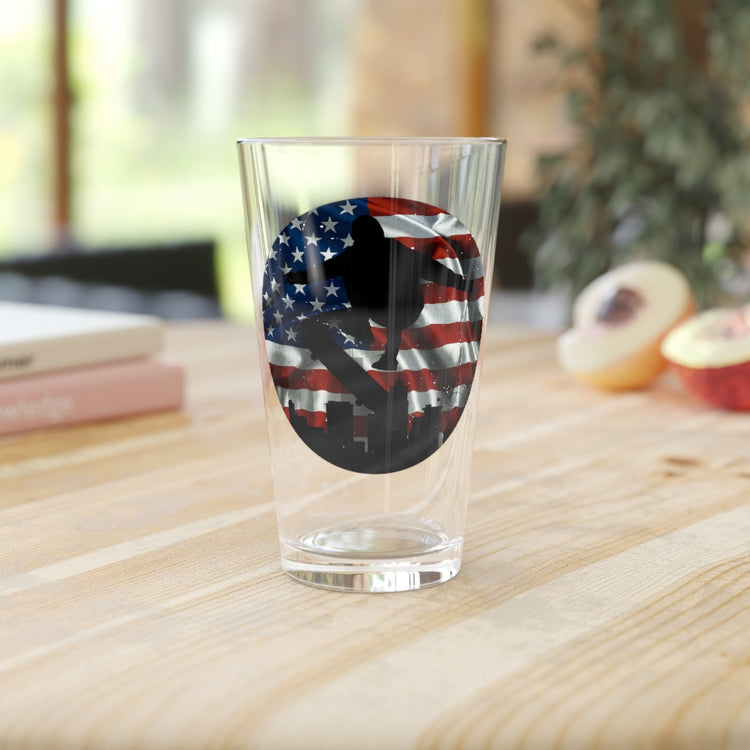 Beer Glass Pint 16oz  Patriotic Usa Flag American Skateboarding Leisure Fan Extreme