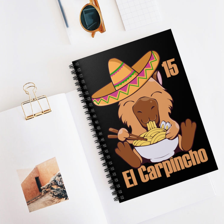 Spiral Notebook  Funny Hispanic Carpincho Playing Sarcastic Women Men Humorous Mexican Carpincho