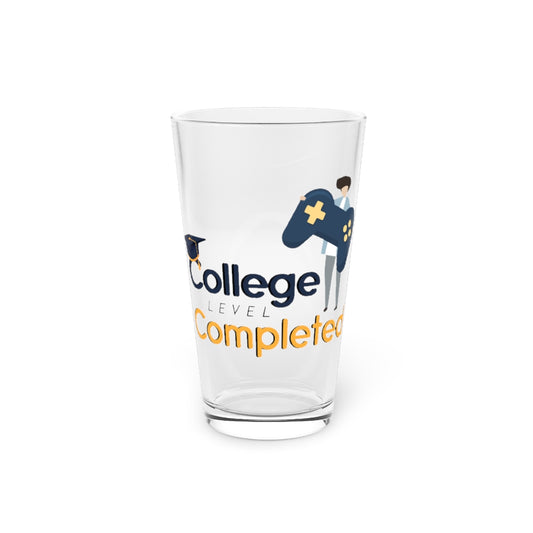 Beer Glass Pint 16oz  Humorous College Level Complete Graduating Student Gamer Graduate Gaming T Shirt
