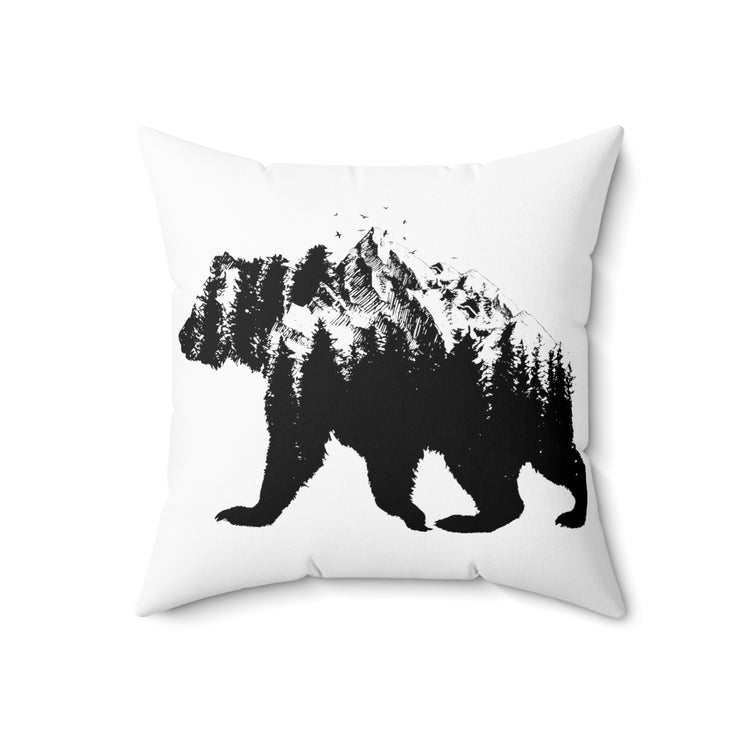 Bear National Park For Camping Hiking Travel Spun Polyester Square Pillow