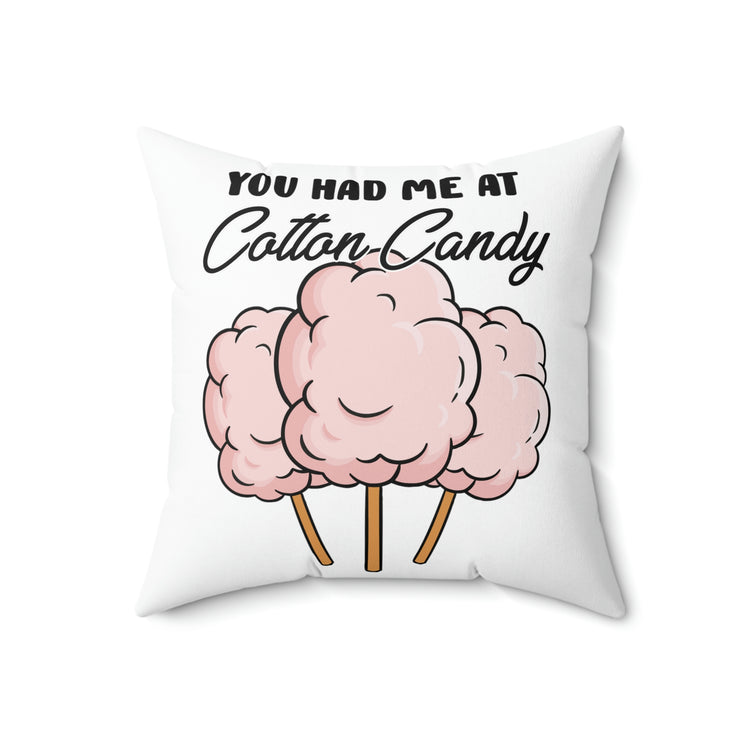 Humorous Sugary Taffy Puffy Desserts Sweets Fairy Floss Spun Wool Candyfloss Tinsel Spun Polyester Square Pillow