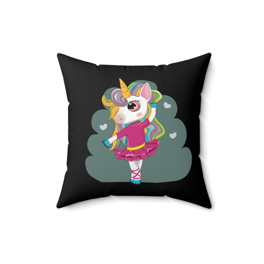 Ballet Dancer Enchanted Rainbow Unicorn Spun Polyester Square Pillow