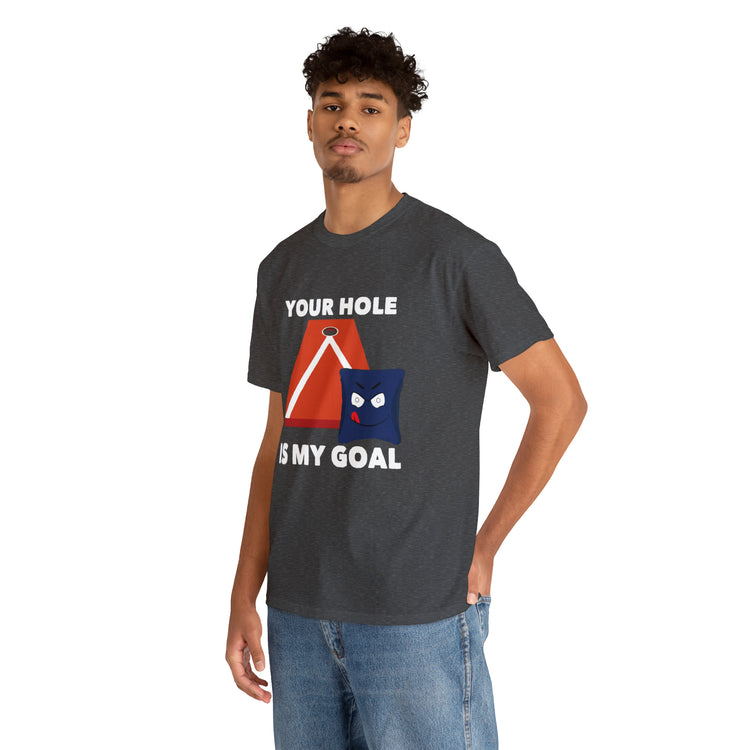 Shirt Funny Your Hole's My Goal Illustration Golfer Hilarious Golf Competition Sports T-Shirt Unisex Heavy Cotton Tee