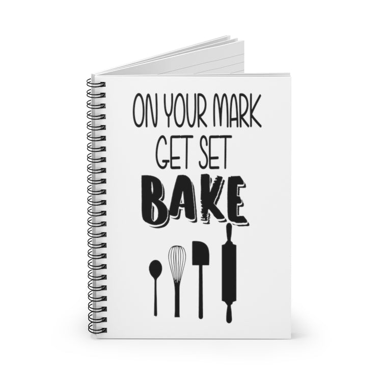 Spiral Notebook  Humorous Baking Set Funny Retro Outdoor Adventures Bakers Men Women