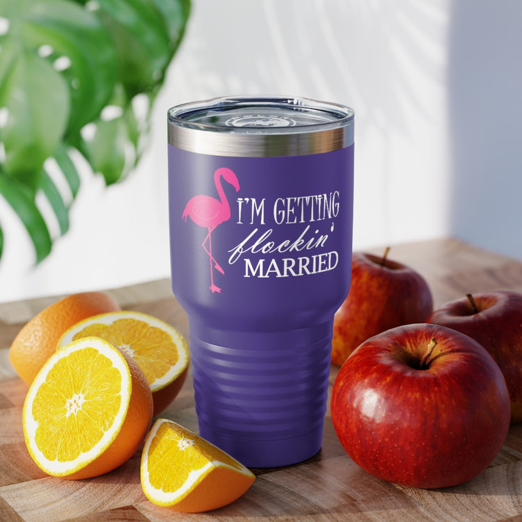 30oz Tumbler Stainless Steel Colors  Humorous Bridal Entourages Flamingoes Illustration Puns Hilarious Bridesmaids