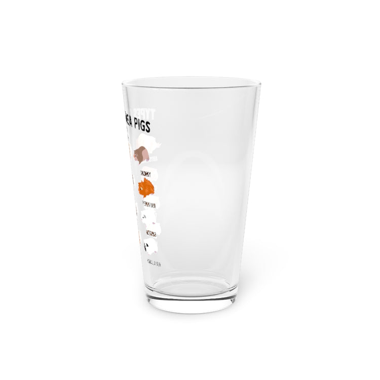 Beer Glass Pint 16oz Novelty Types Of Guinea Pigs Cavies Cavia Porcellus Lover Hilarious Rodents