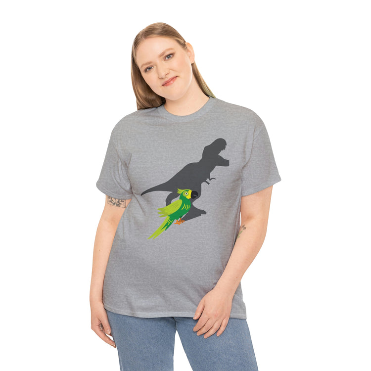 Shirt Funny Screaming Parrot Courageous Dinos Cockatiel Bird Dinosaur Animal Comical T-Shirt Unisex Heavy Cotton Tee