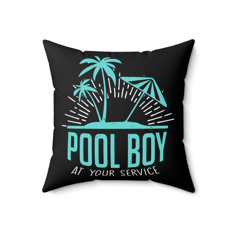 Novelty At Your Service Life-Guard Universal Fruit Lover Humorous Vacations Resort Staff Employee Worker Spun Polyester Square Pillow