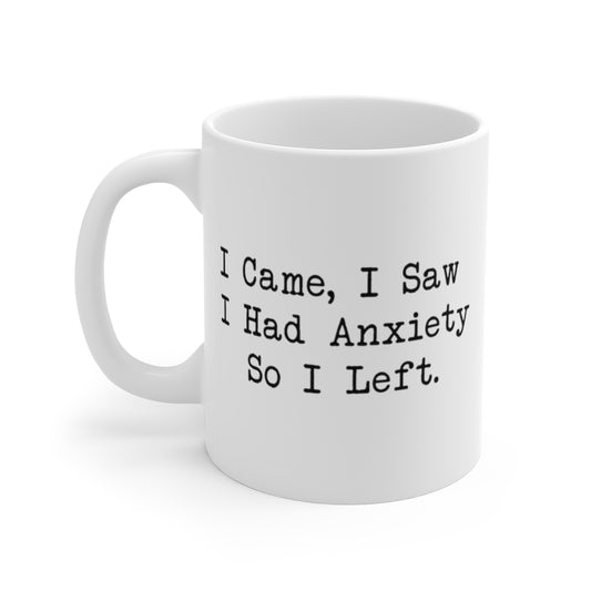 White Ceramic Mug Humorous Anxiously Sarcastic Introverted Statements Puns Hilarious Awkward