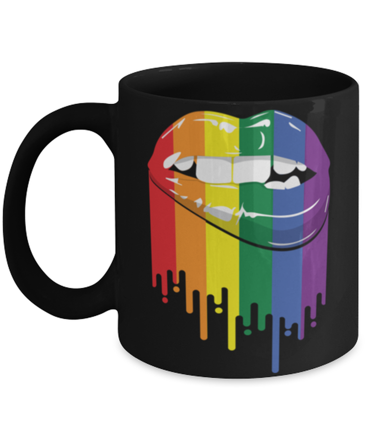 Coffee Mug Funny Lipbite Illustration Lesbian Bisexual Rainbows