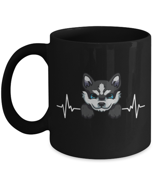 Coffee Mug Funny Siberian Husky Heartbeat Dogs Pets Animal