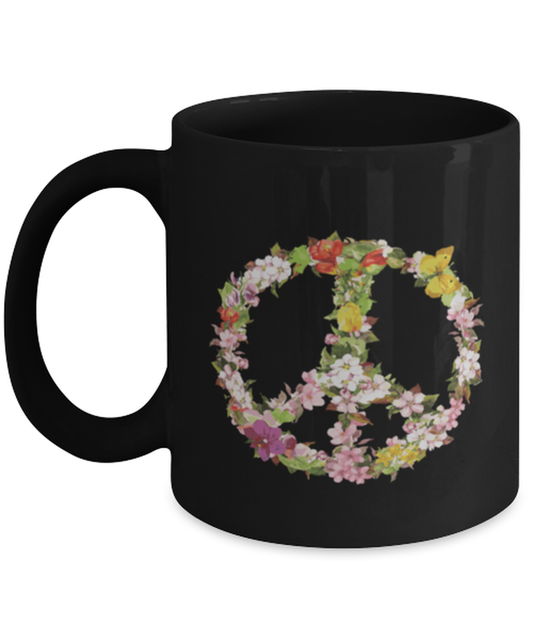 Coffee Mug Funny Floral Peace Sign Love