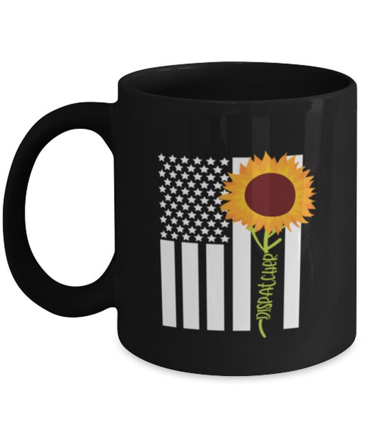 Coffee Mug Funny American Flag Dispatcher Sunflower Hippie Floral