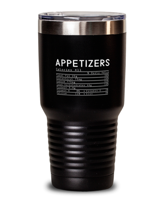 30 oz Tumbler Stainless Steel Insulated  Funny Appetizers Nutrition Facts Christmas