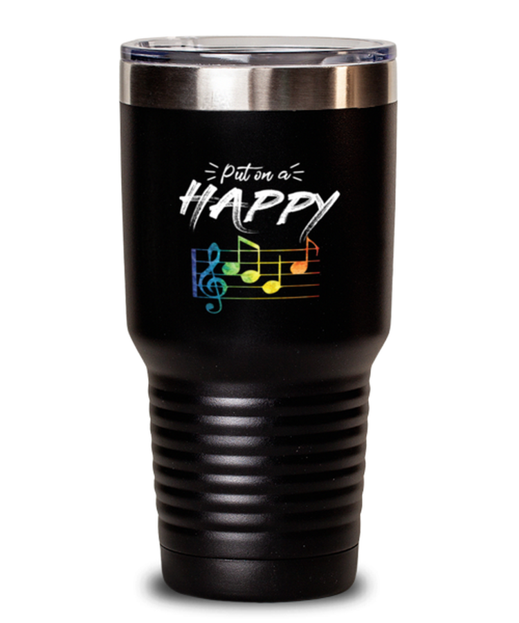 30 oz Tumbler Stainless Steel Insulated  Funny Put on a happy face Music Note