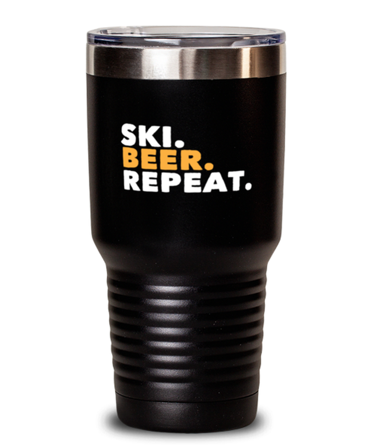 30 oz Tumbler Stainless Steel Insulated  Ski Beer Repeat Skiing Beers Adventure