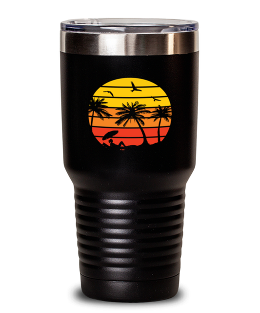 30 oz Tumbler Stainless Steel Insulated  Funny Beach Sunset Palm Tree