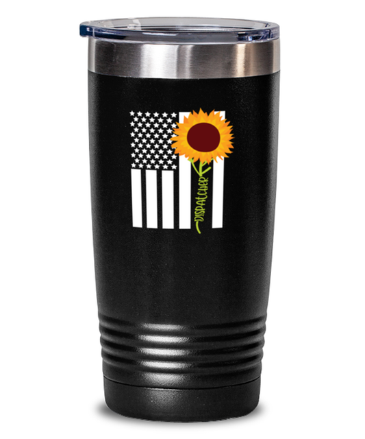 20 oz Tumbler Stainless Steel Insulated Funny American Flag Dispatcher Sunflower Hippie Floral