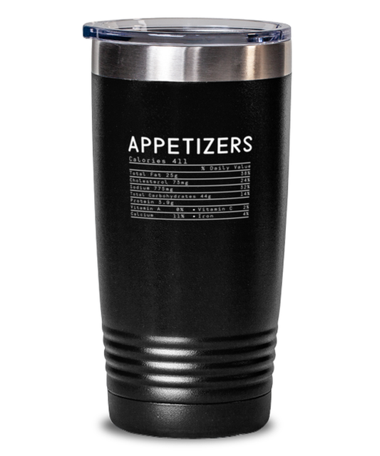 20 oz Tumbler Stainless Steel Insulated  Funny Appetizers Nutrition Facts Christmas