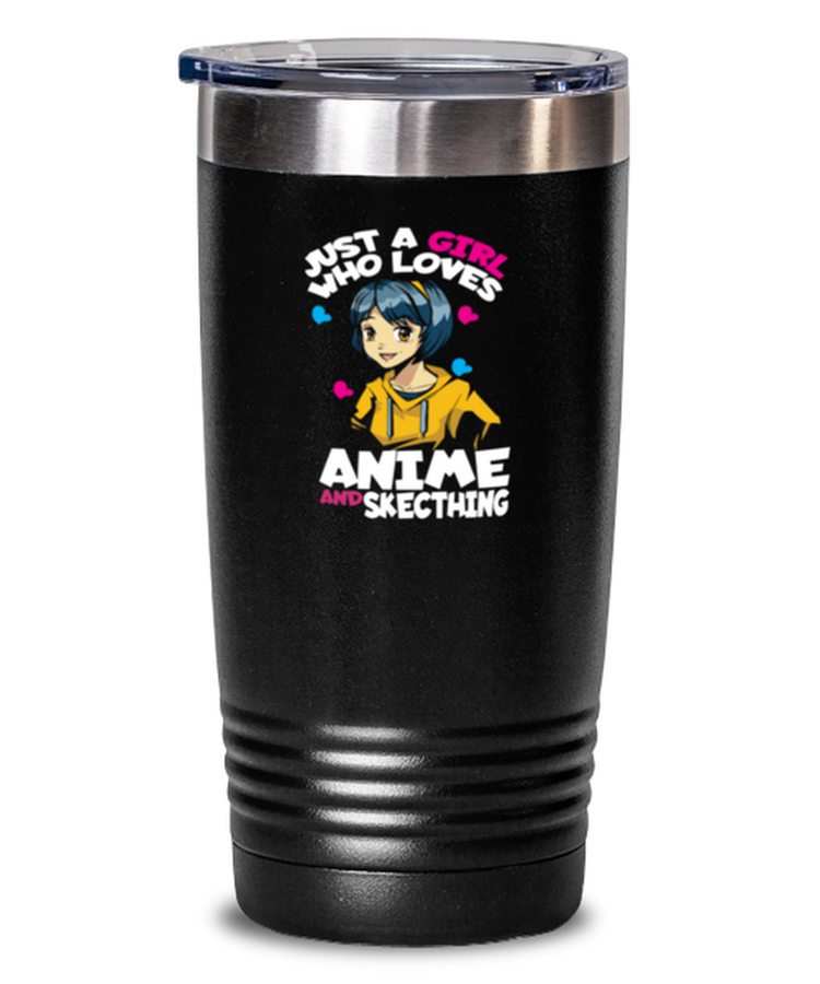 20 oz Tumbler Stainless Steel Insulated  Just A Girl Who Loves Anime And Sketching Cartoonist